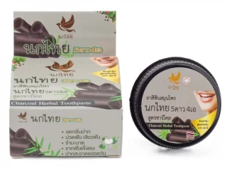 Nok Thai charcoal 25g - suchá bylinná zubní pasta s bambusovým uhlím