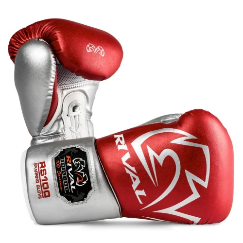 Šněrovací Boxerské rukavice RIVAL RS100 Professional - stříbrno/červené