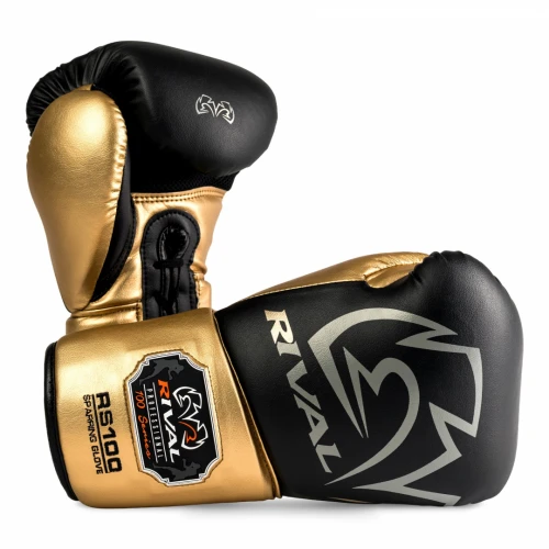 Šněrovací Boxerské rukavice RIVAL RS100 Professional - černo/zlaté