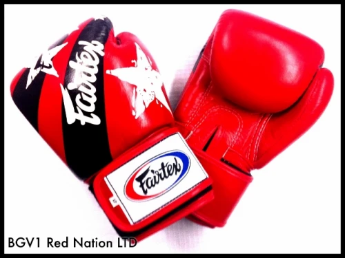 Fairtex Boxerské rukavice \"Nation Prints\" BGV1 - červené