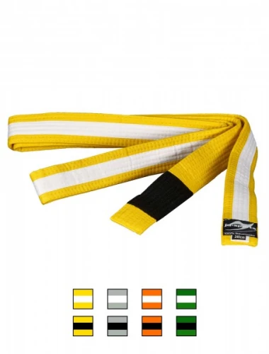 Dětský pásek na BJJ Ju Sport - žlutý s bílým pruhem