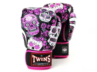 Boxerské rukavice TWINS SPECIAL FBGVL3-53 SKULL - růžovo…