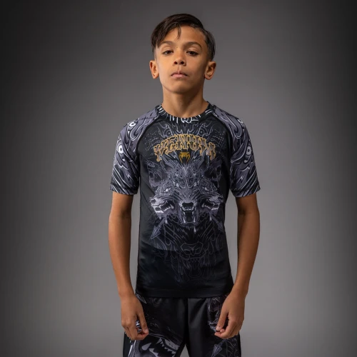 Dětský Rashguard VENUM Wolf Atak Kr. rukáv - černo/šedý