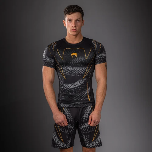 Rashguard VENUM Kr. rukáv Matupa - černo/šedo/zlatý