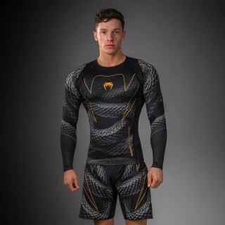 Rashguard VENUM Dl. rukáv Matupa - černo/šedo/zlatý