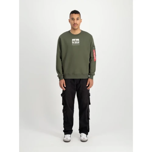 Alpha Industries Pánská mikina Satin Logo - tmavě zelená