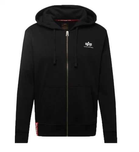 Alpha Industries Pánská mikina Basic Small Logo Zip - černá