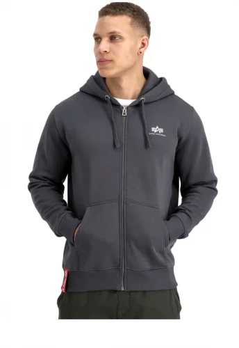 Alpha Industries Pánská mikina Basic Small Logo Zip - šedá