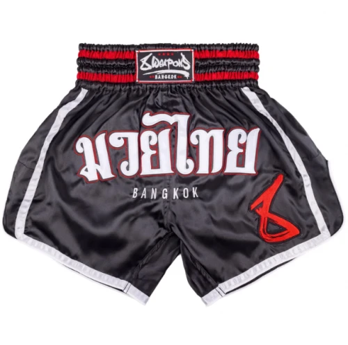 8 WEAPONS Muay Thai kraťasy, Bangkok, černo-černé