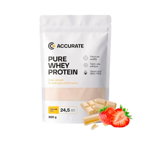 Accurate+ Pure Whey white chocolate strawberry 500 g