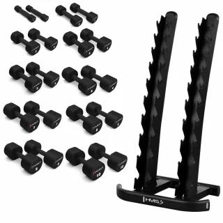 Sada 10 párů jednoruček HMS HPT 1-10 kg a stojanu STR37
