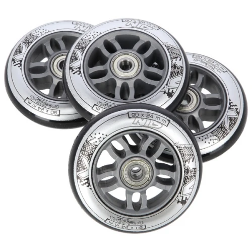 Sada černých PU koleček 84x24 + ložiska ABEC9 NILS Extreme