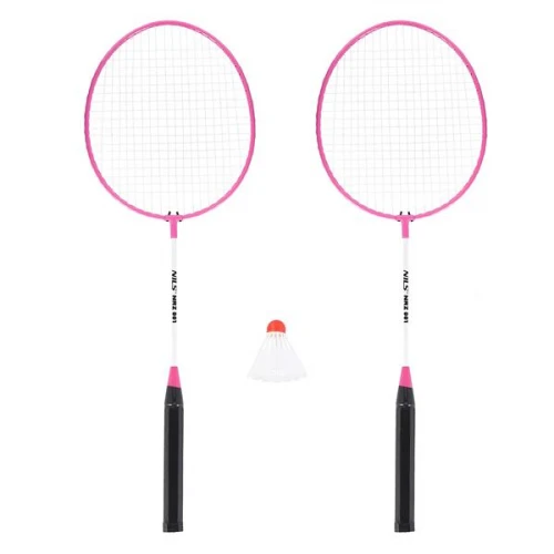 Sada 2 badmintonových raket a nylonové letky NILS NRZ001 růžová