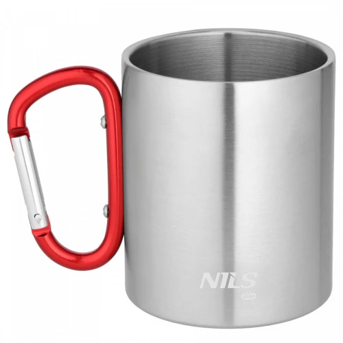 Kempingový hrnek NILS Camp NC17110 s karabinou 300ml červený