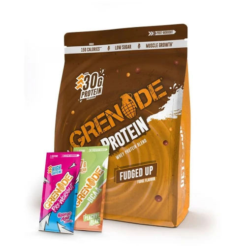 Grenade Whey Protein 2 kg fudged up + vzorek Pre-Workout 16,5g a vzorek BCAA 13g zdarma